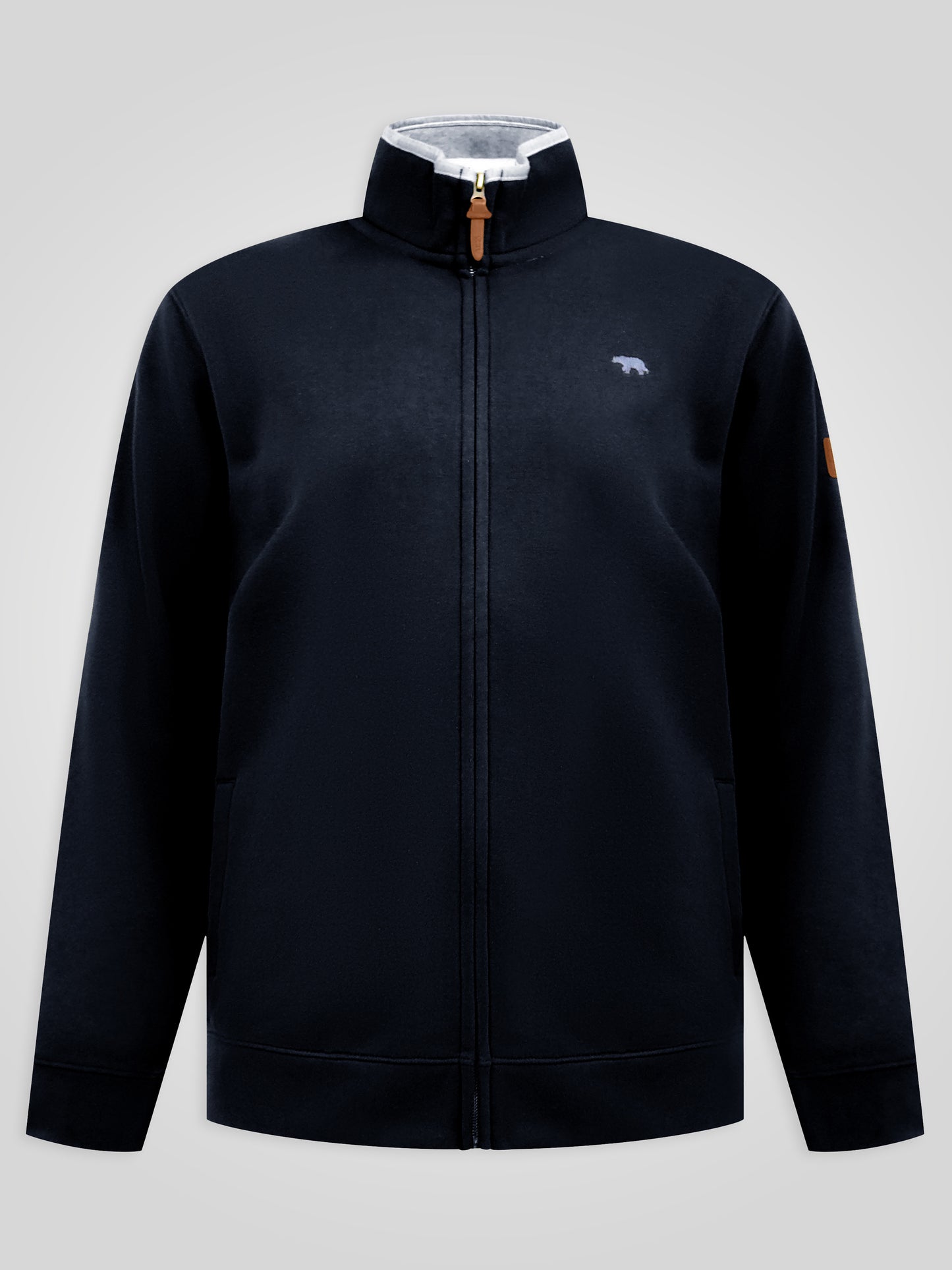 JOHNSON 2 -D555 Navy Blue Zip Through Sweatshirt In Fleece with Embroidery