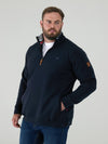 RUSSEL 2 -D555 Navy Blue 1/4 Zip Sweatshirt In Fleece with Chest Embroidery
