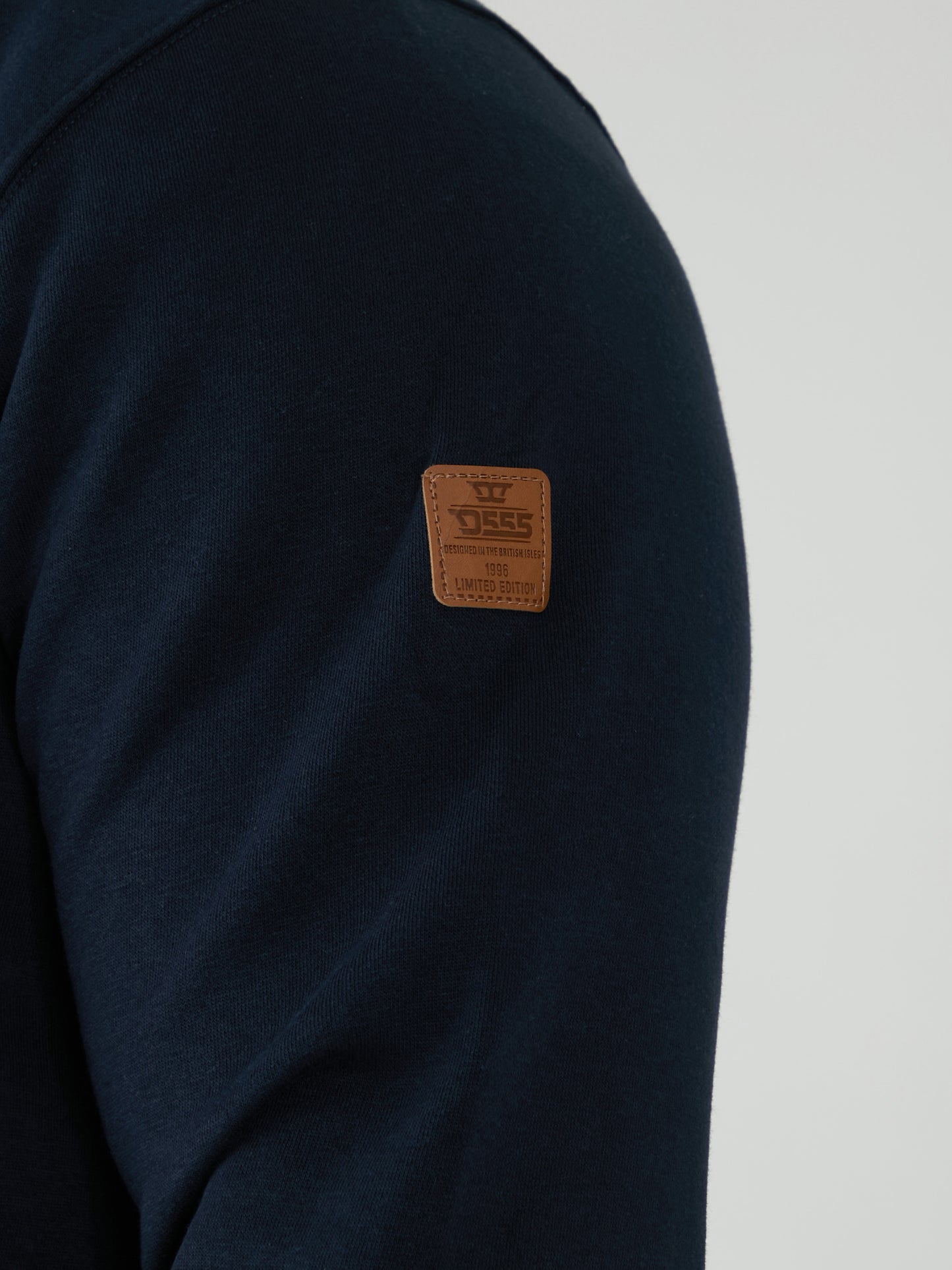 RUSSEL 2 -D555 Navy Blue 1/4 Zip Sweatshirt In Fleece with Chest Embroidery