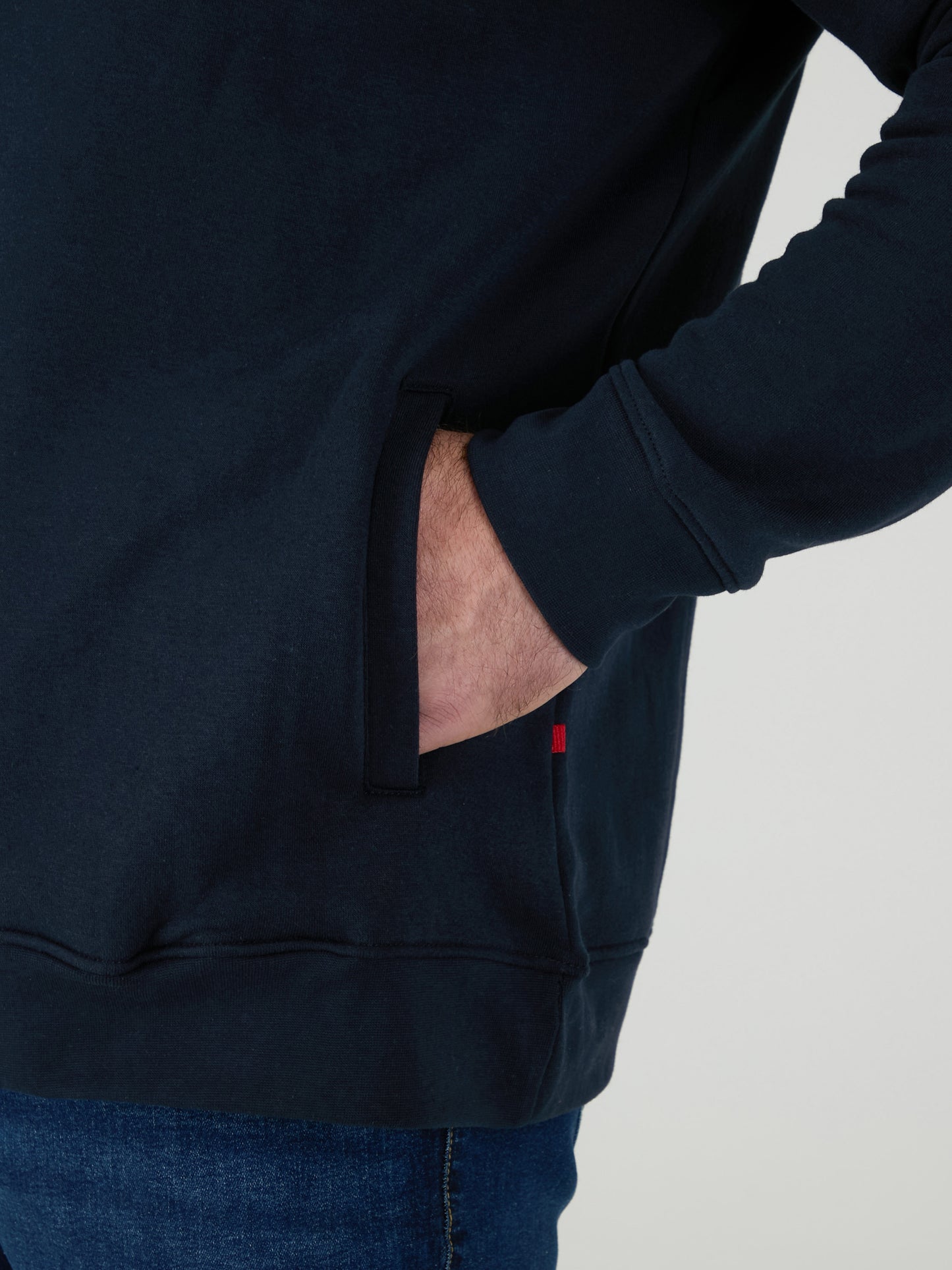 RUSSEL 2 -D555 Navy Blue 1/4 Zip Sweatshirt In Fleece with Chest Embroidery