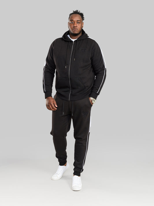 SOUTHWICK -D555 Black Couture Zip Through Hoodie with Contrast Panel