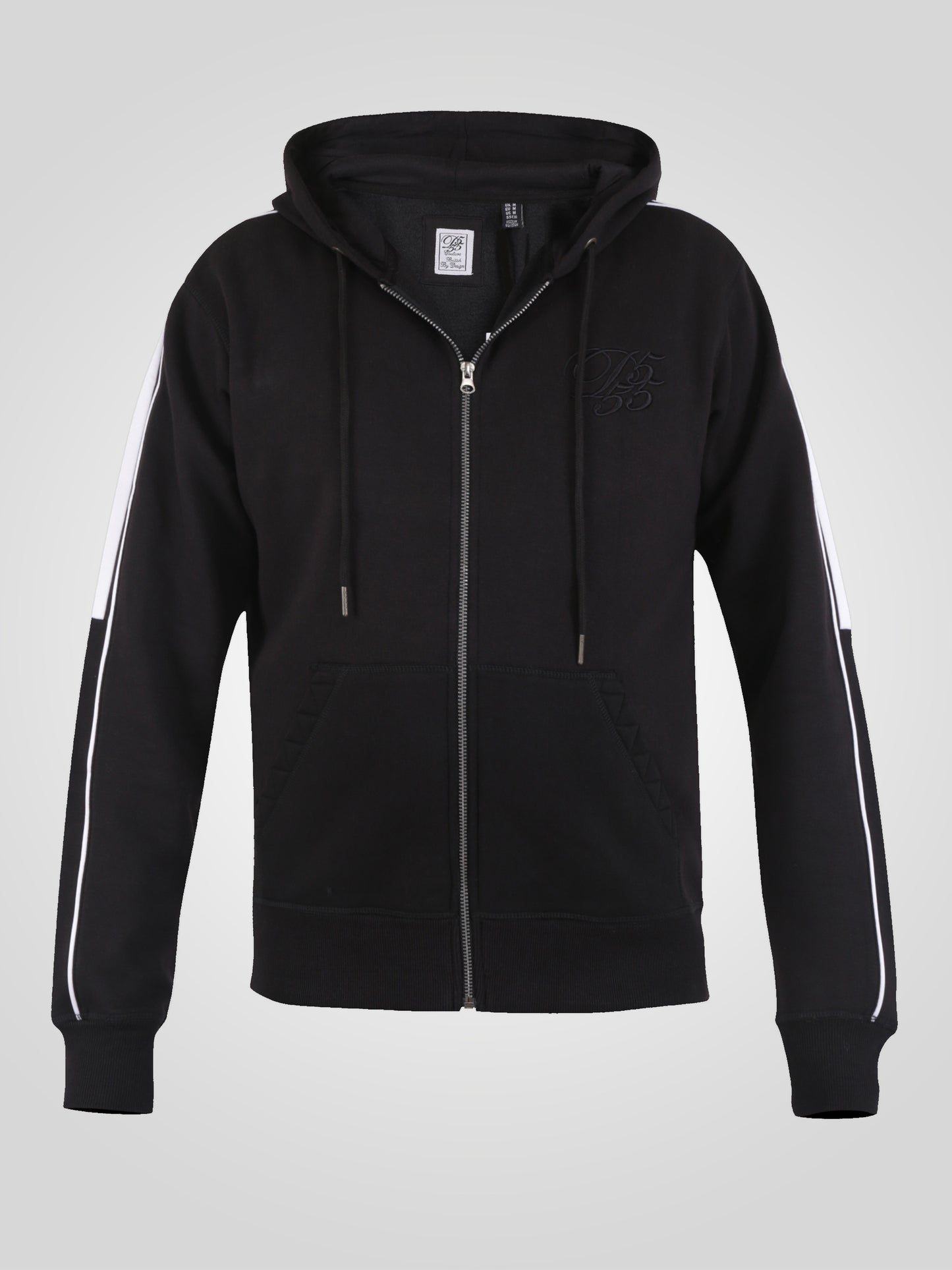 SOUTHWICK -D555 Black Couture Zip Through Hoodie with Contrast Panel