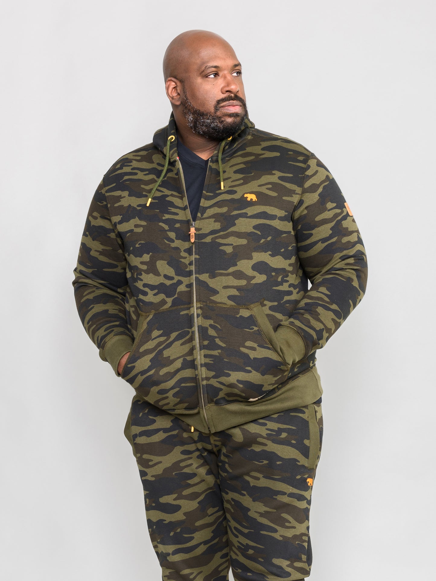 REGENT -D555 Green Camouflage All Over Print Camo Zip Through Hoody
