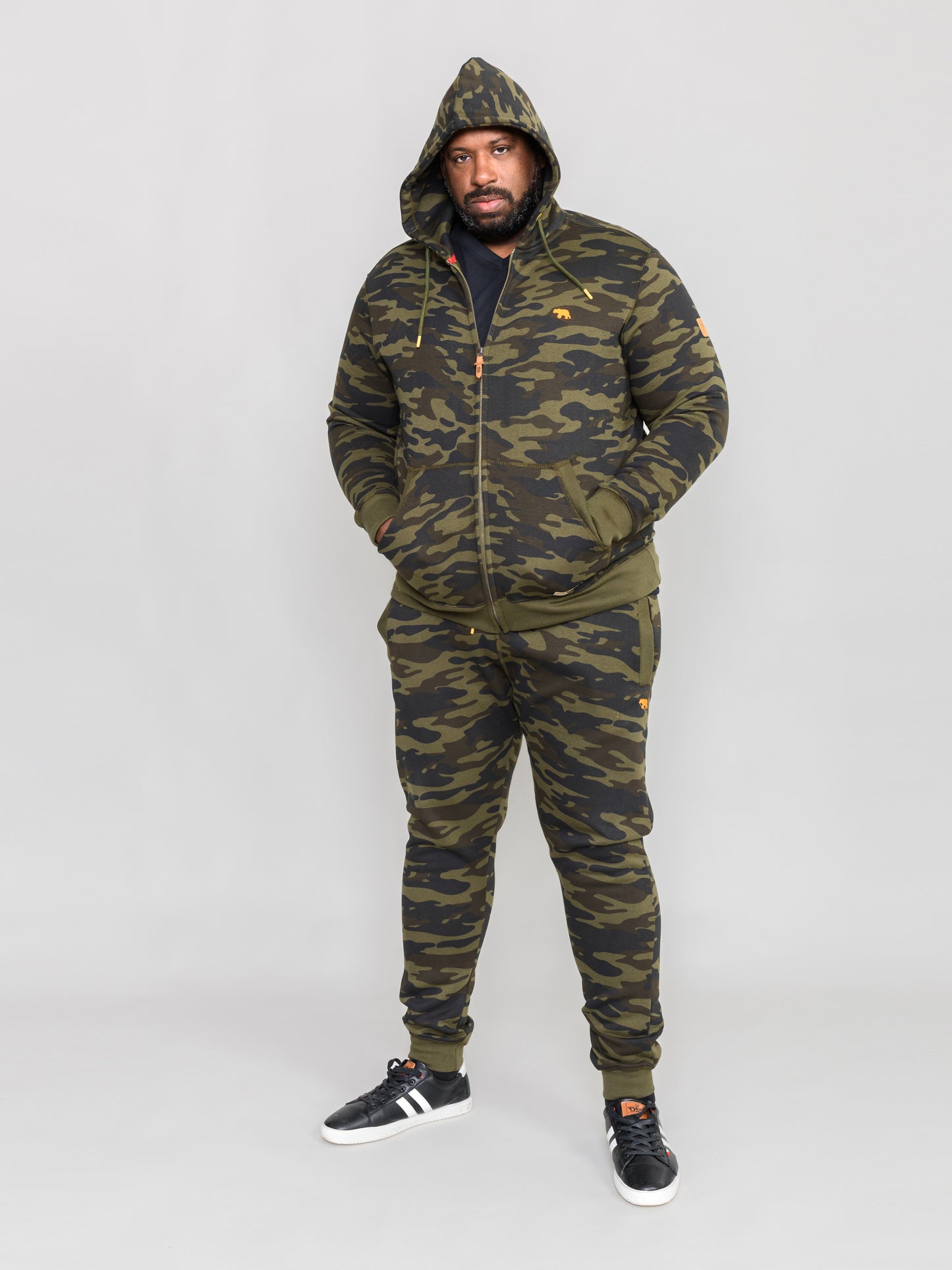 REGENT -D555 Green Camouflage All Over Print Camo Zip Through Hoody