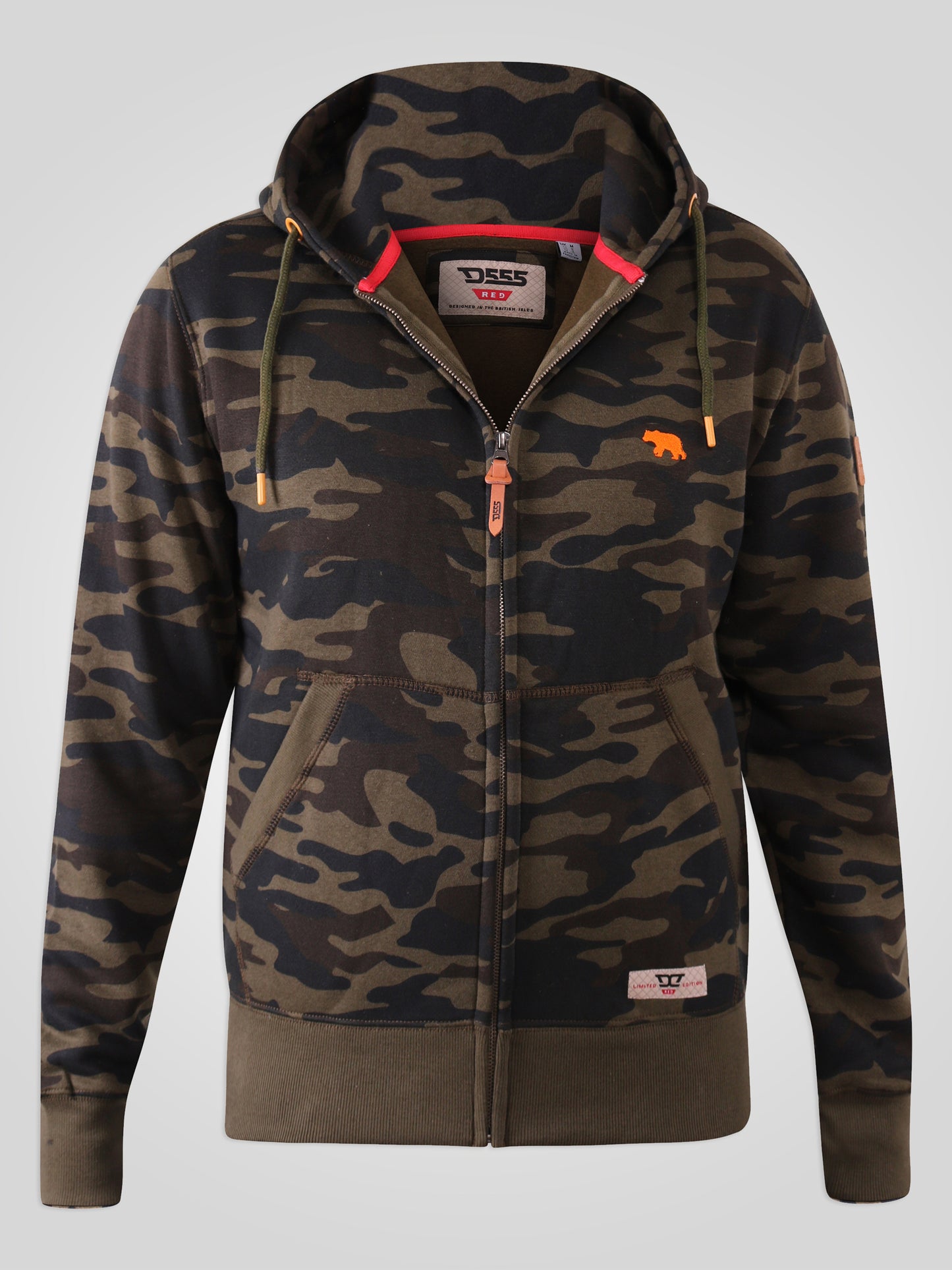 REGENT -D555 Green Camouflage All Over Print Camo Zip Through Hoody