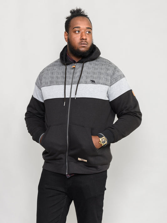 KIPLING -D555 Black Full Zip Hoody with Cut and Sew Chest and Sleeves