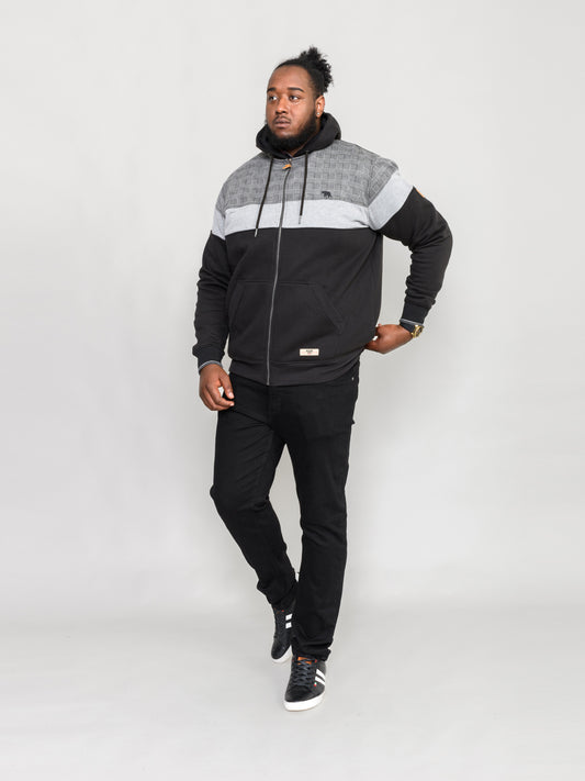 KIPLING -D555 Black Full Zip Hoody with Cut and Sew Chest and Sleeves