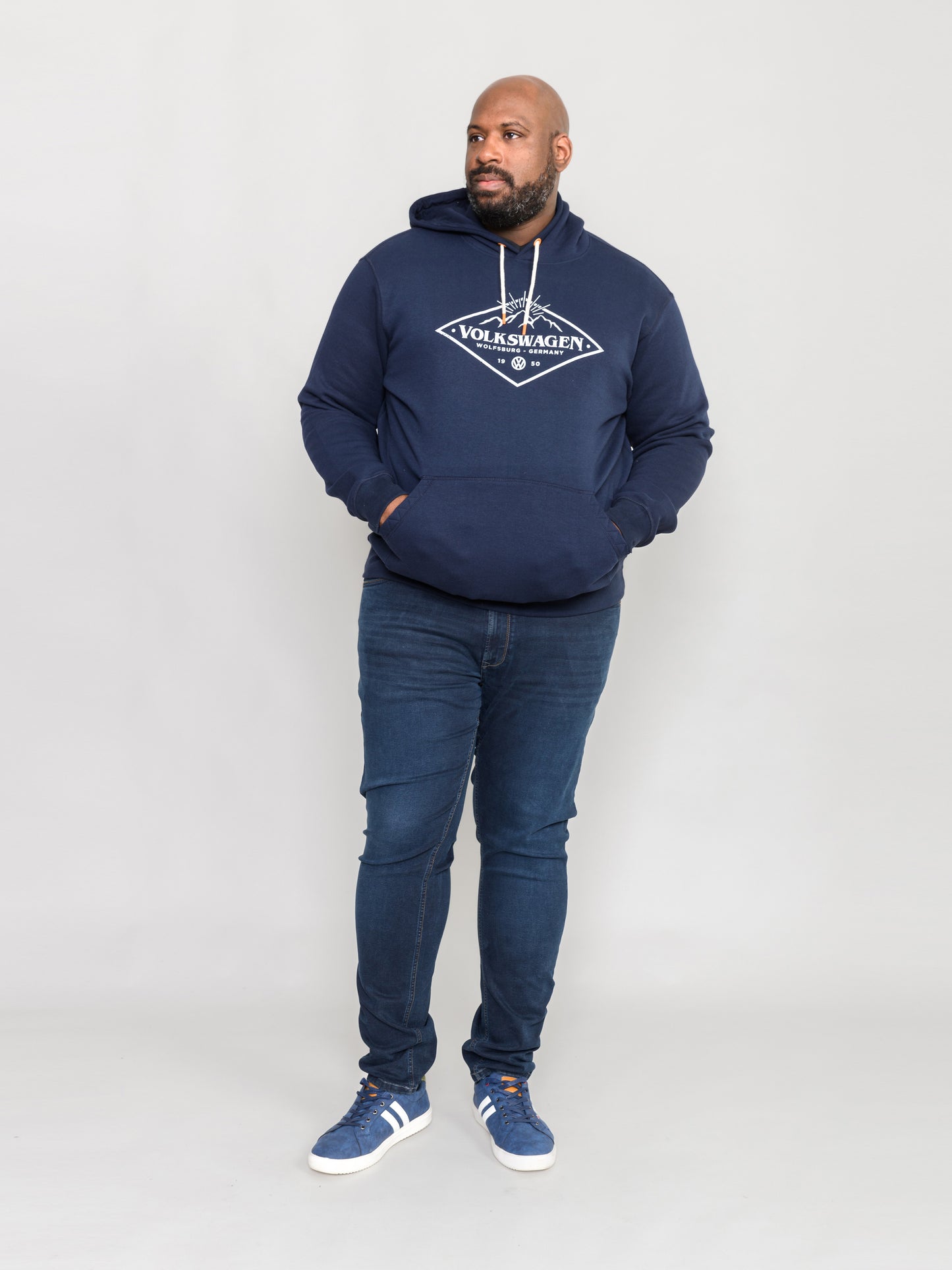 HANWELL -D555 Navy Blue Official Licensed Volkswagen Over Head Printed Hoody