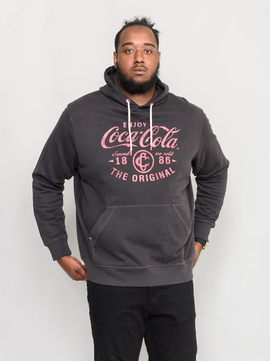 HOUNSLOW -D555 Washed Black Official Licensed Coca- Cola Over Head Printed Hoody