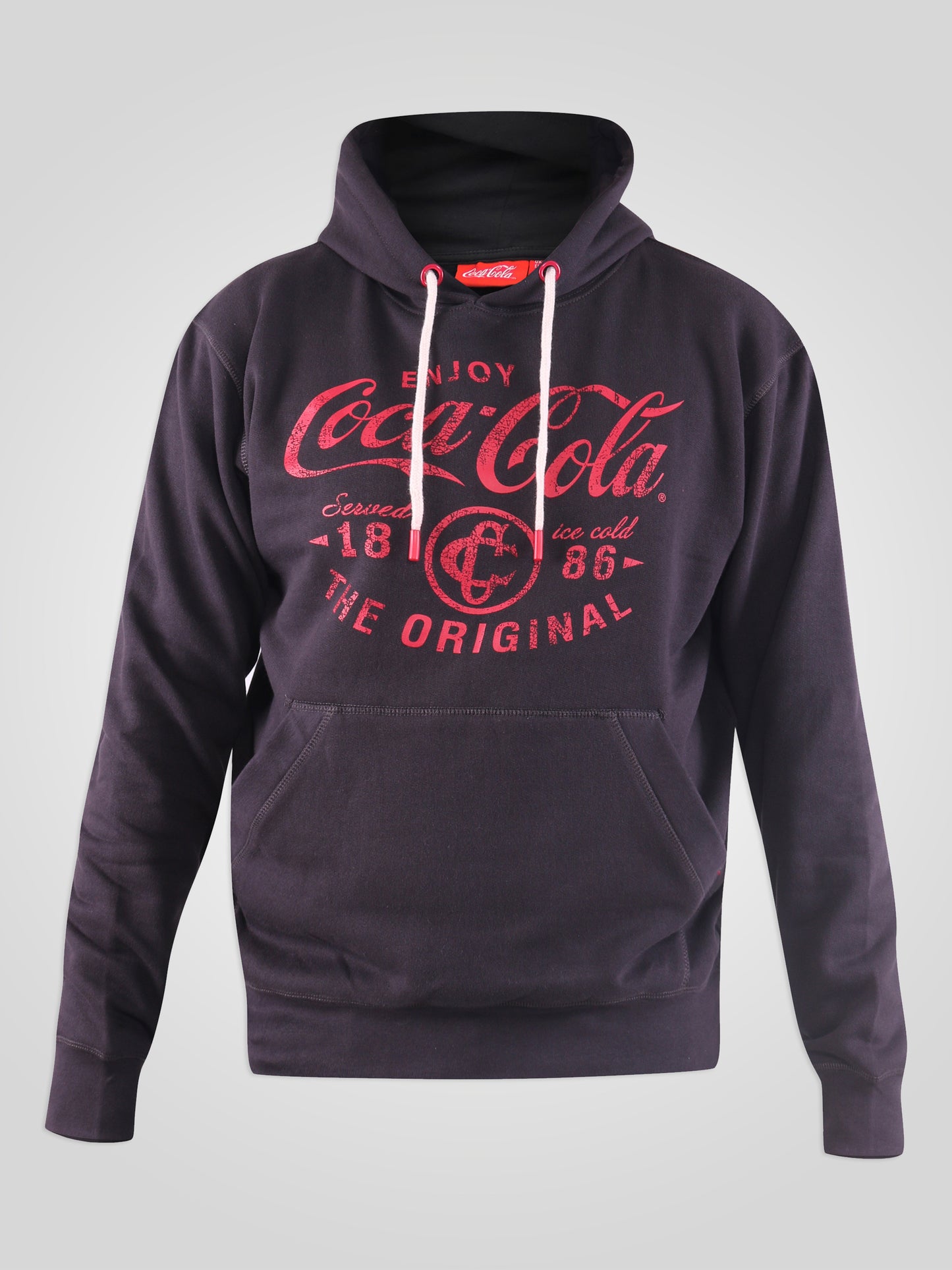 HOUNSLOW -D555 Washed Black Official Licensed Coca- Cola Over Head Printed Hoody