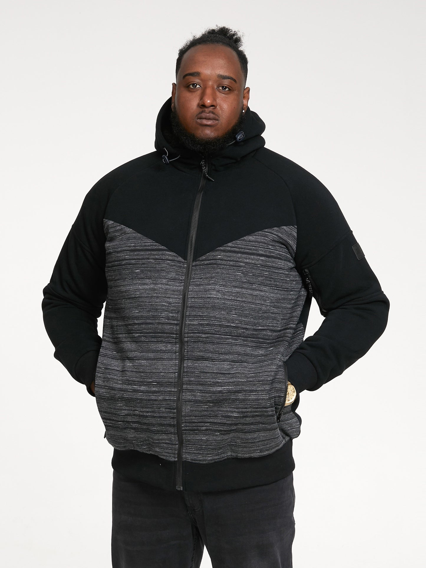 CLIPSTONE -D555 Black Zip Through Hoody with Sherpa Lining