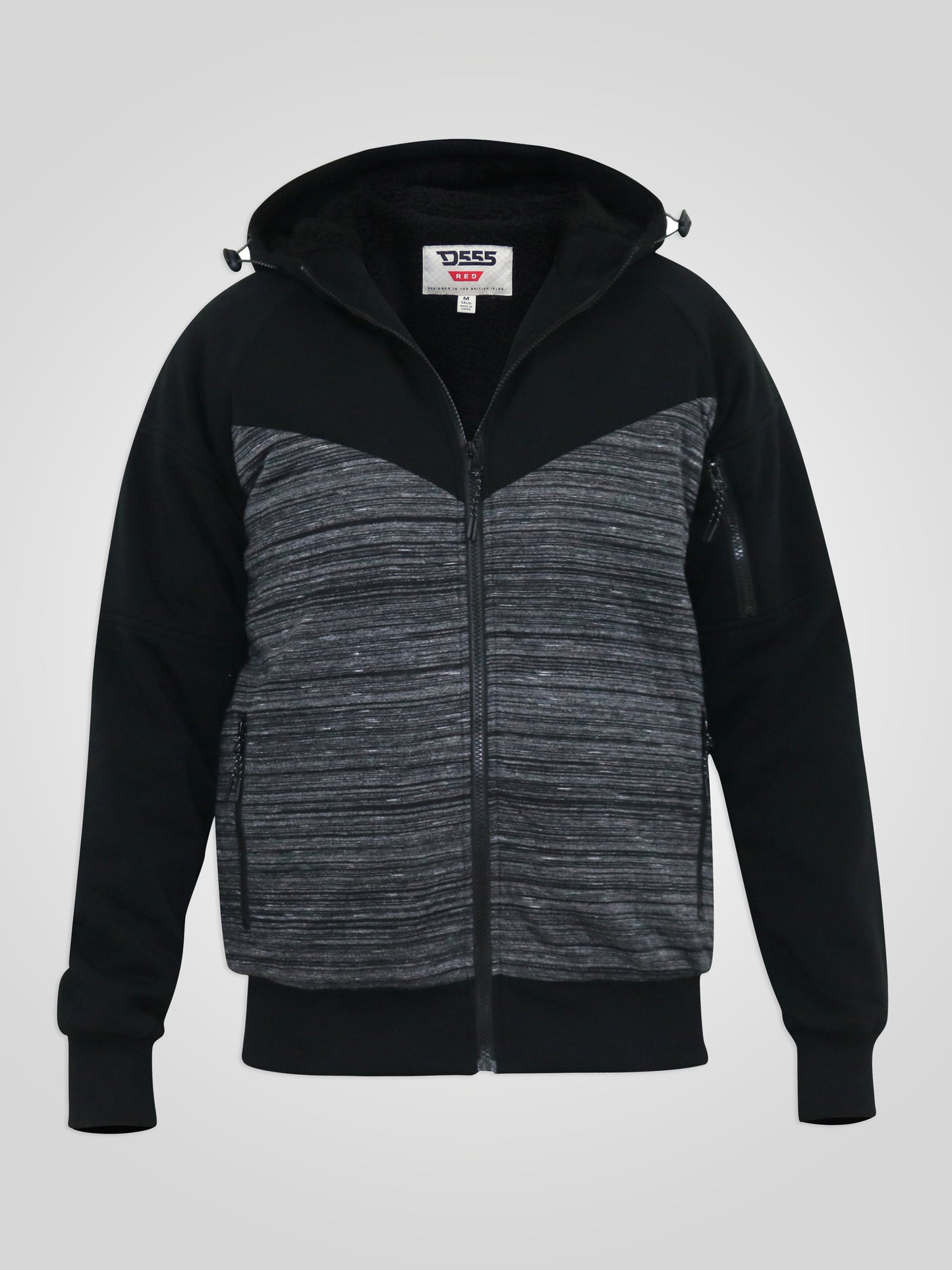 CLIPSTONE -D555 Black Zip Through Hoody with Sherpa Lining