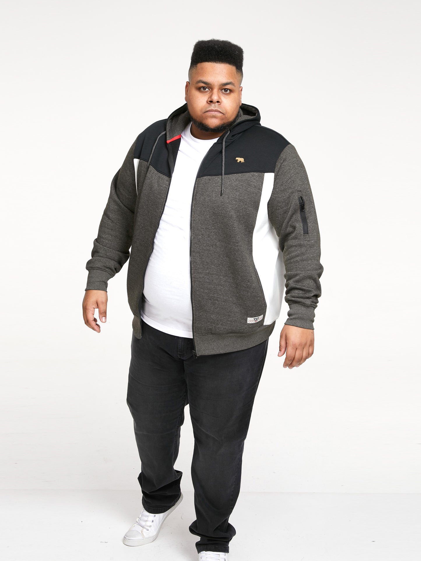 NATHAN -D555 Black/Charcoal Full Zip Hoody with Cut and Sew Detail
