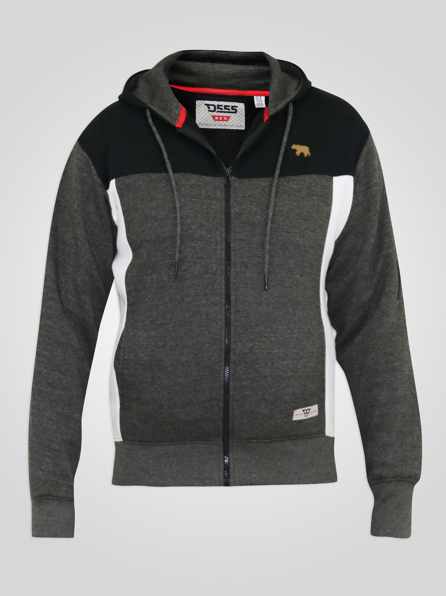 NATHAN -D555 Black/Charcoal Full Zip Hoody with Cut and Sew Detail