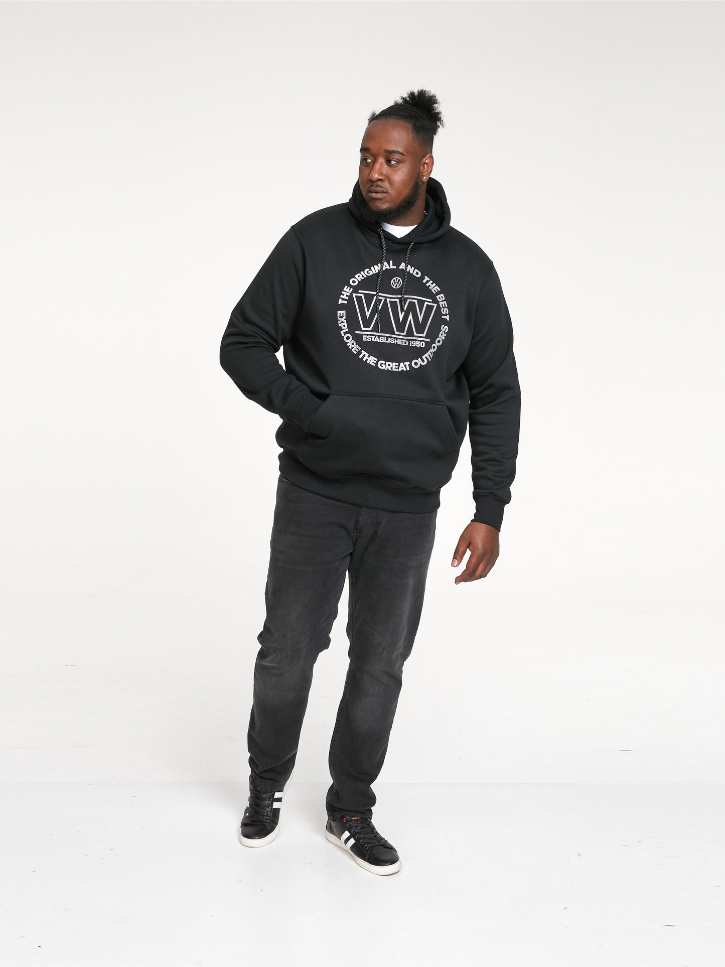 BOURTON -D555 Black Official Licensed Volkswagen Over Head Printed Hoody