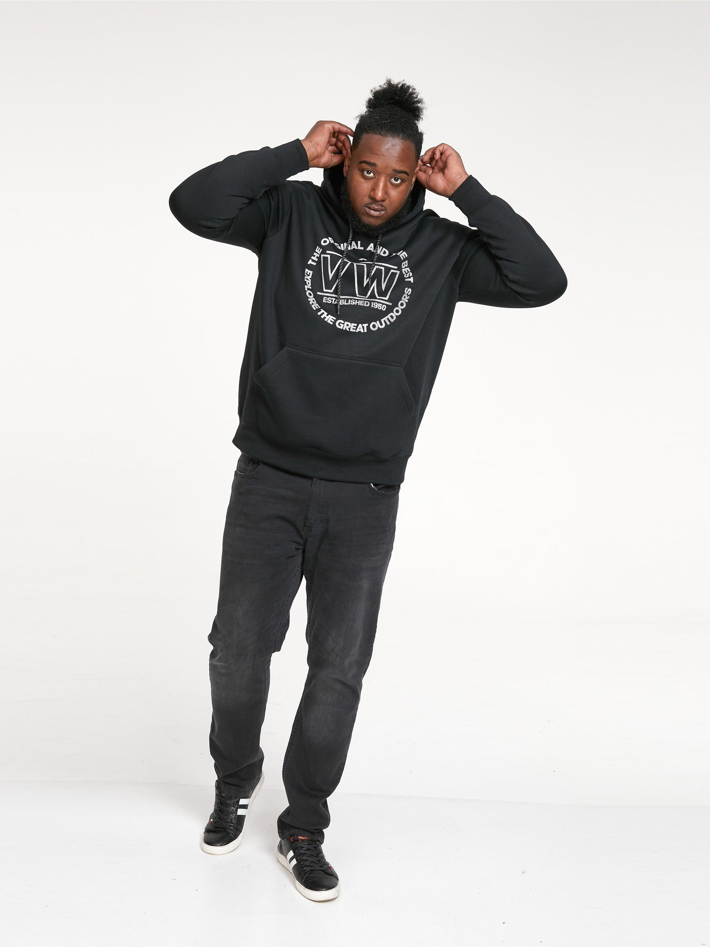 BOURTON -D555 Black Official Licensed Volkswagen Over Head Printed Hoody