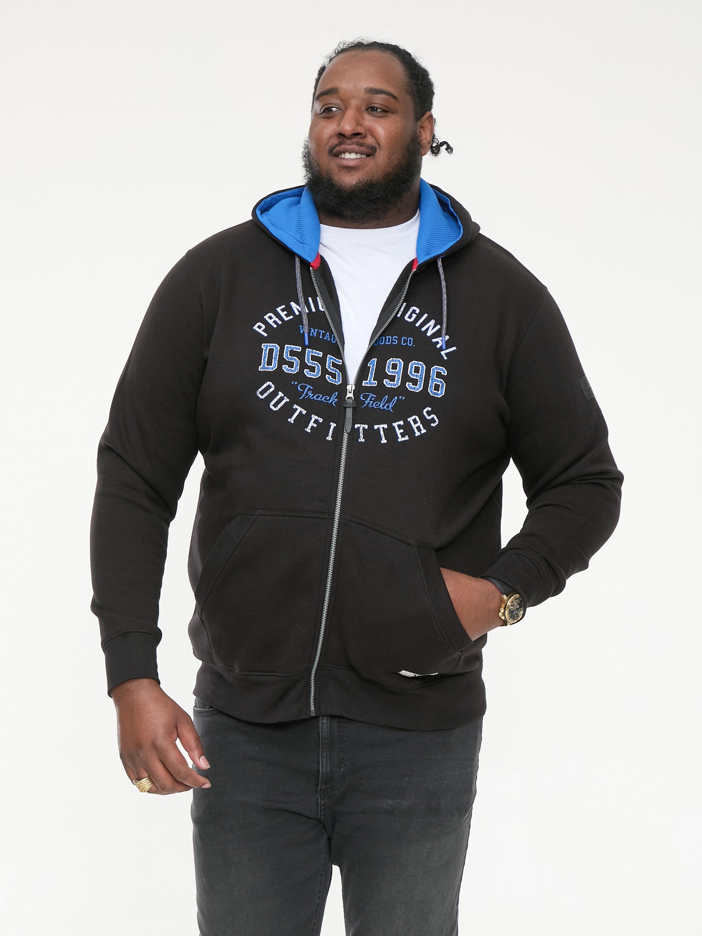 LINGARD -D555 Black Full Zip Hoody with Original Chest Print