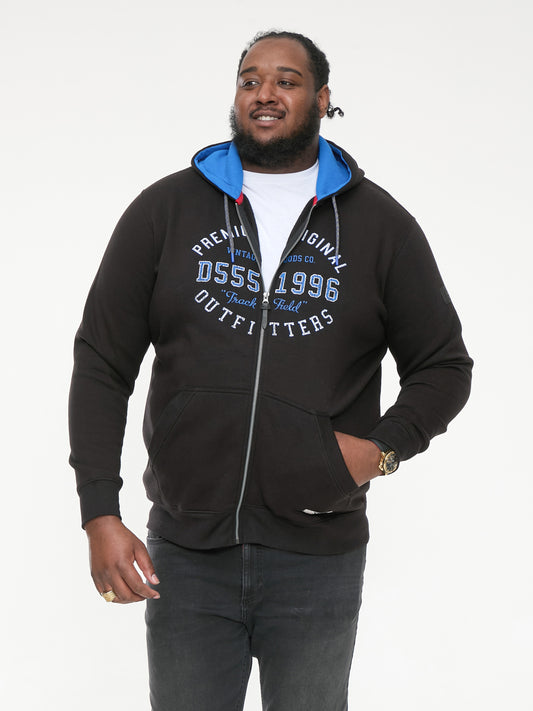 LINGARD -D555 Black Full Zip Hoody with Original Chest Print