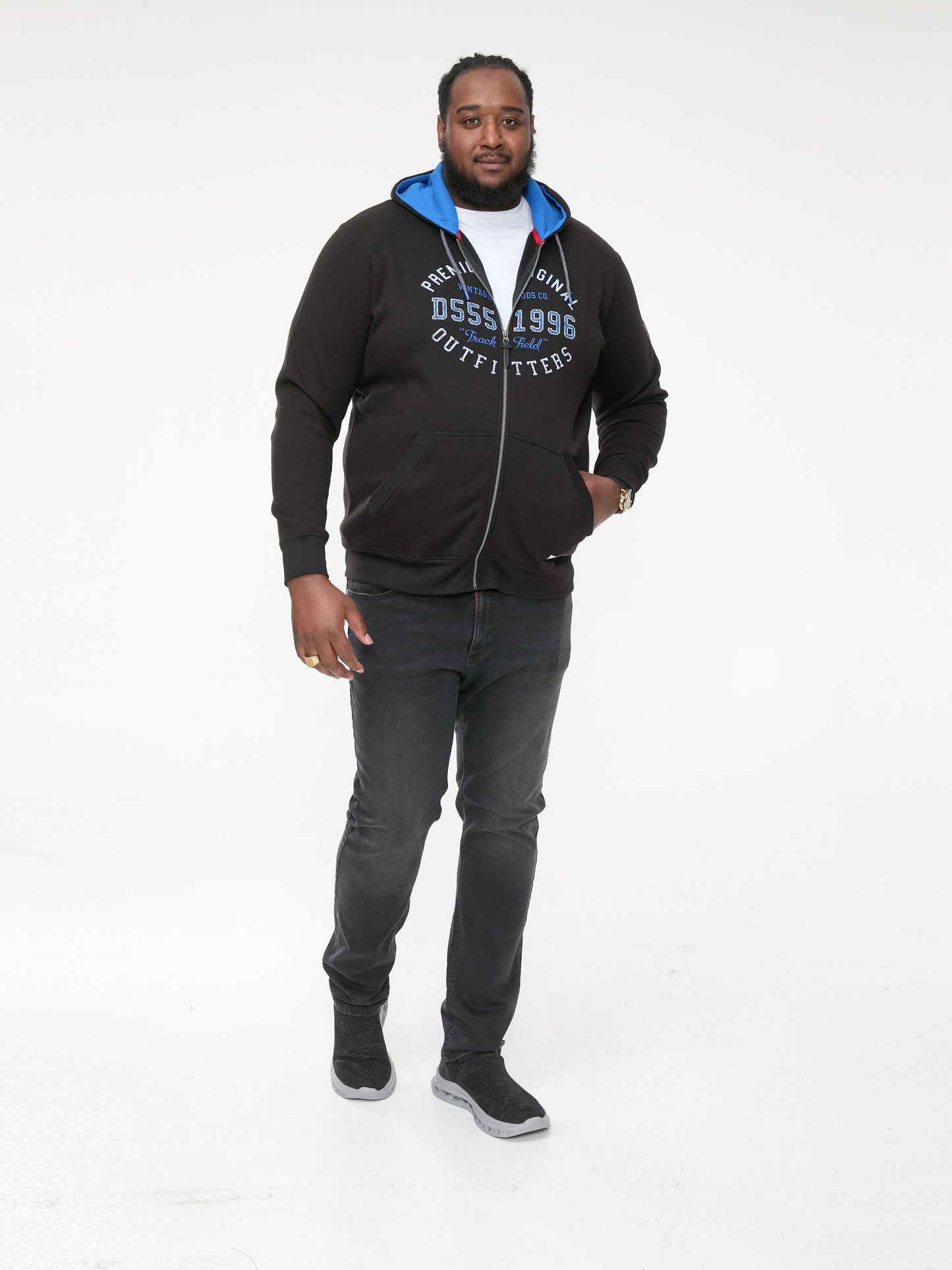 LINGARD -D555 Black Full Zip Hoody with Original Chest Print
