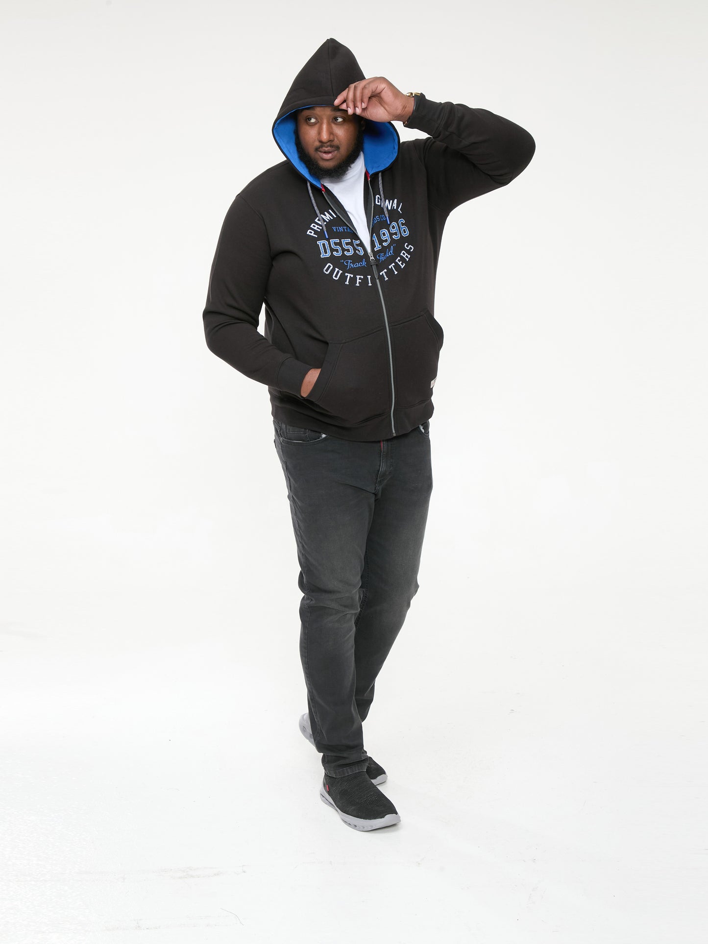 LINGARD -D555 Black Full Zip Hoody with Original Chest Print