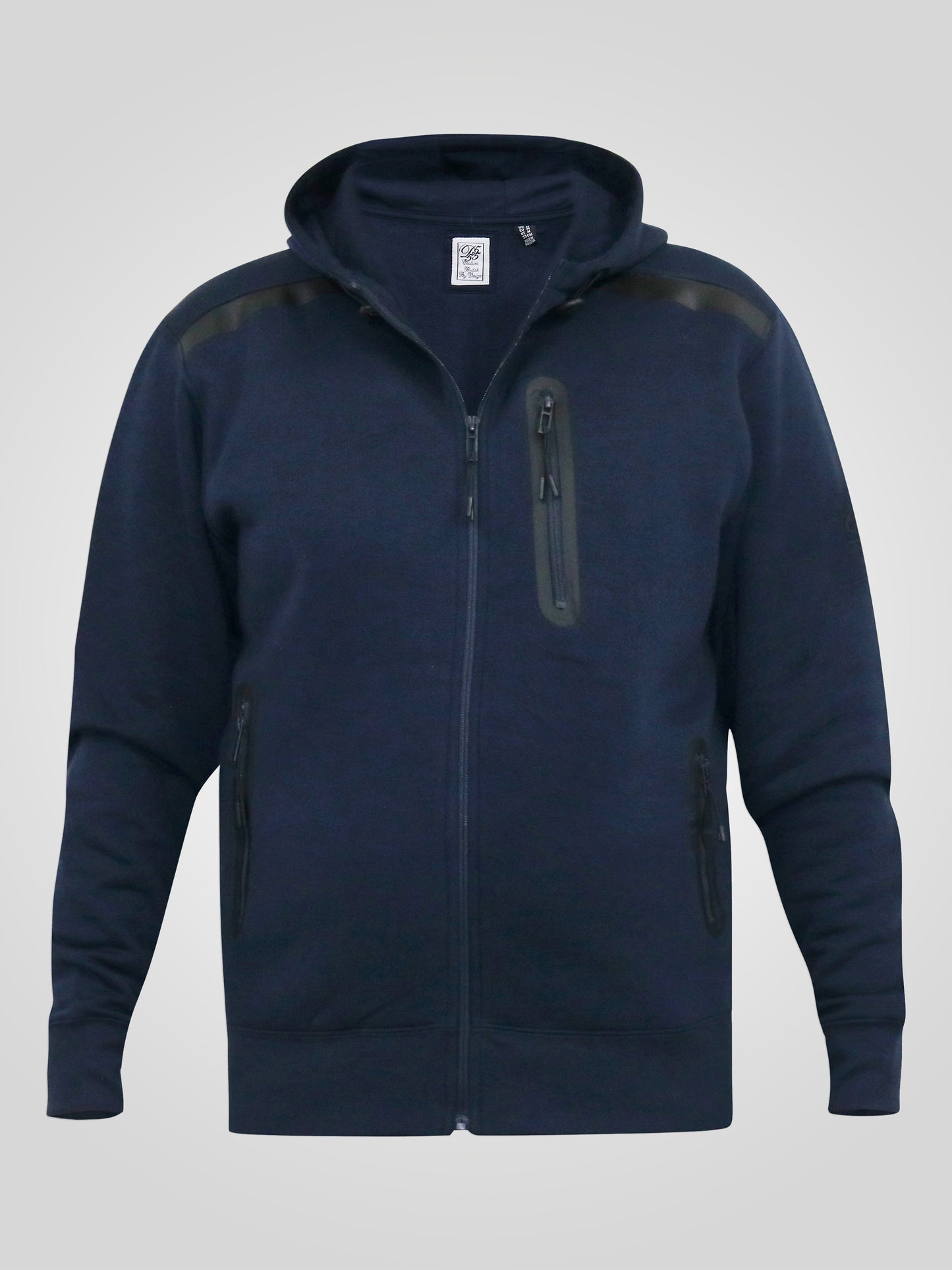 GABRIEL -D555 Navy Blue Couture Zip Through Hoody with Reversed Zips