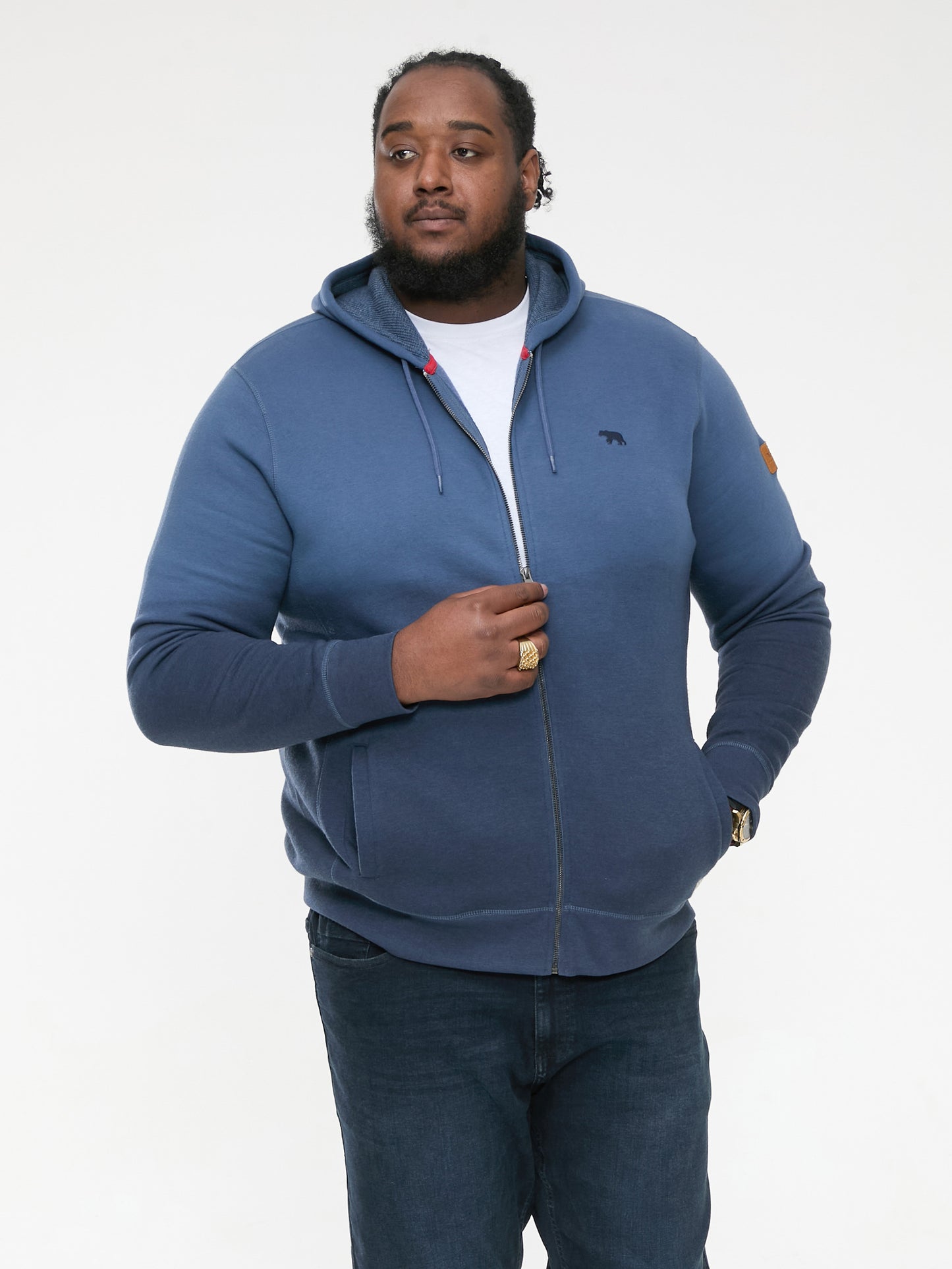 HULK -D555 Blue Dip Dye Full Zip Hoody with Chest Embroidery