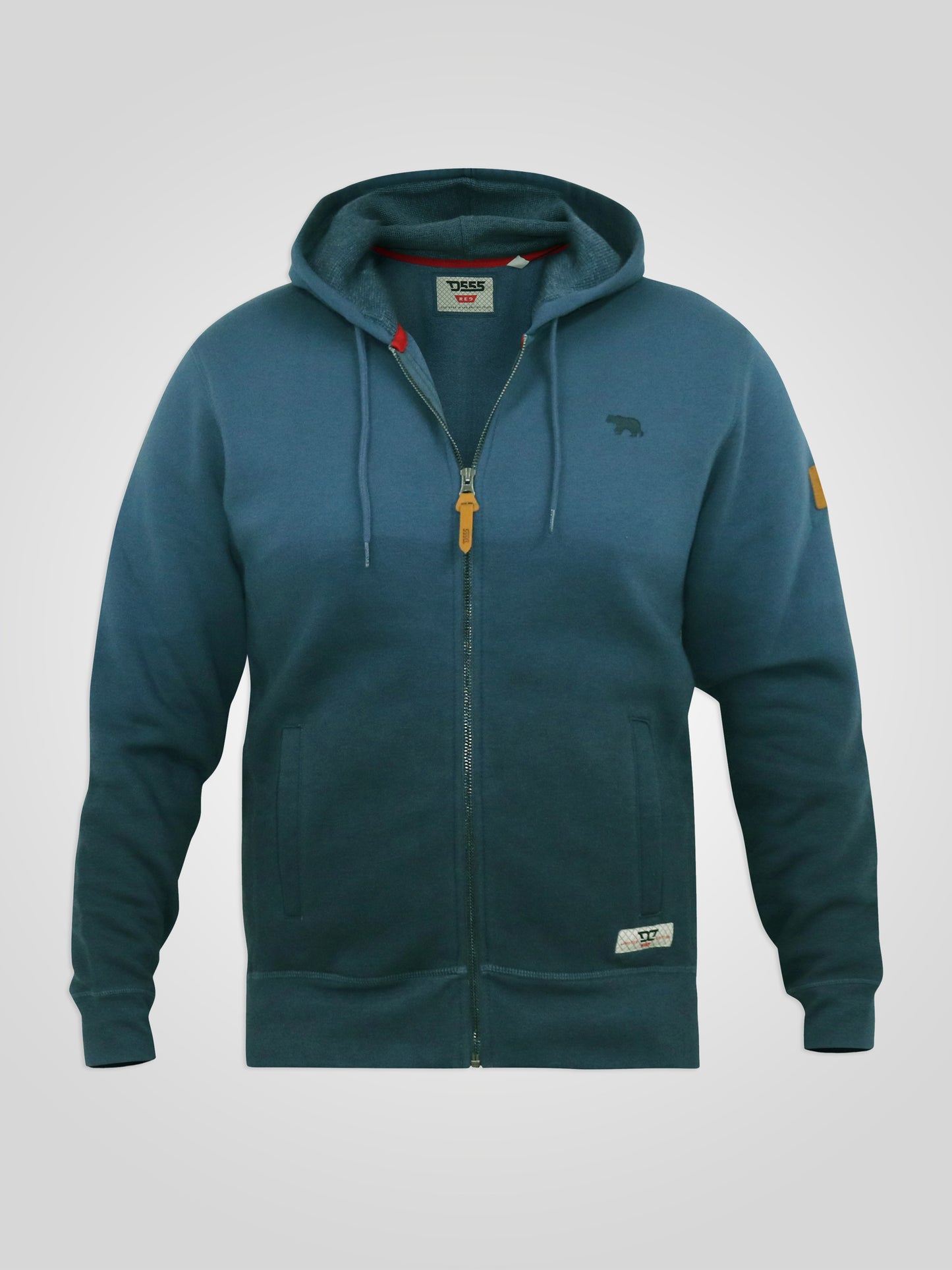 HULK -D555 Blue Dip Dye Full Zip Hoody with Chest Embroidery