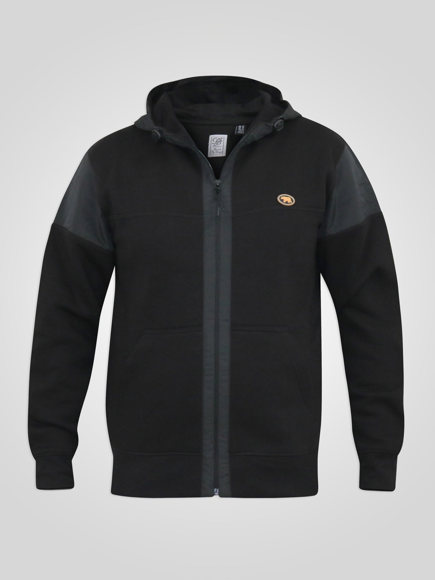 DEAN -D555 Black Couture Zip Through Hoody with Woven Contrast Trim