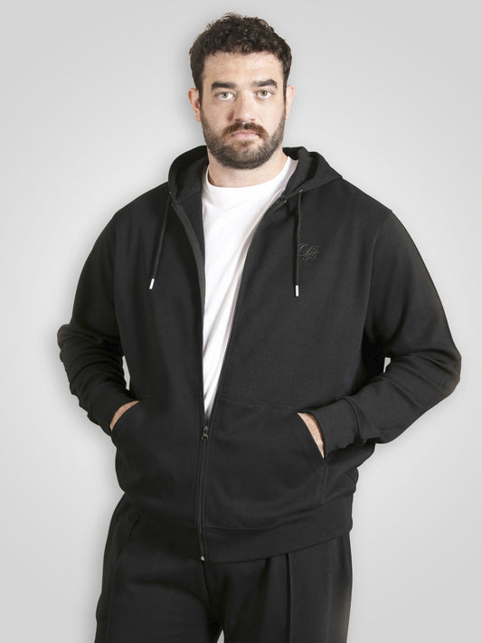 KENILWORTH -D555 Dark Navy Blue Couture Zip Through Hoody with Pin Tuck Sleeves