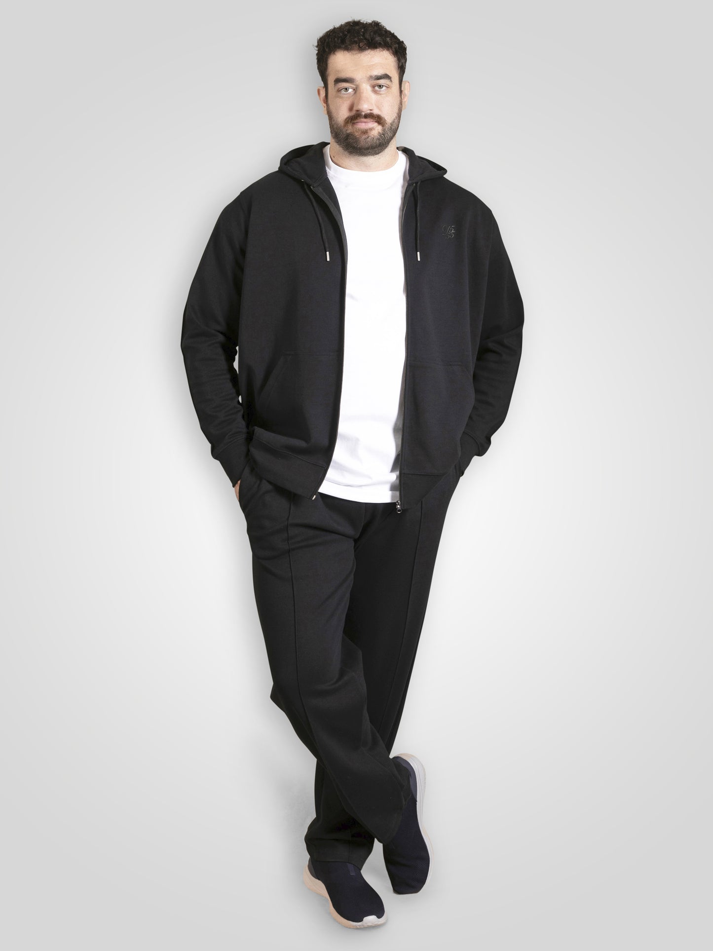 KENILWORTH -D555 Dark Navy Blue Couture Zip Through Hoody with Pin Tuck Sleeves