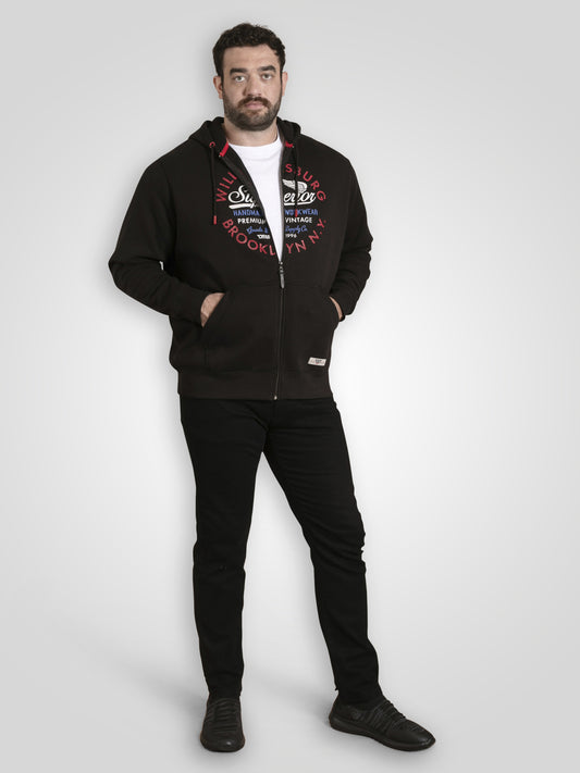 SOUTHAMPTON -D555 Black Full Zip Hoody with Williamsburg Brooklyn Print