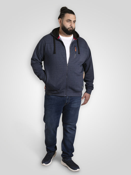 MANSFIELD -D555 Navy Blue Marl Full Zip Hoody In Marl Sweater Fleece