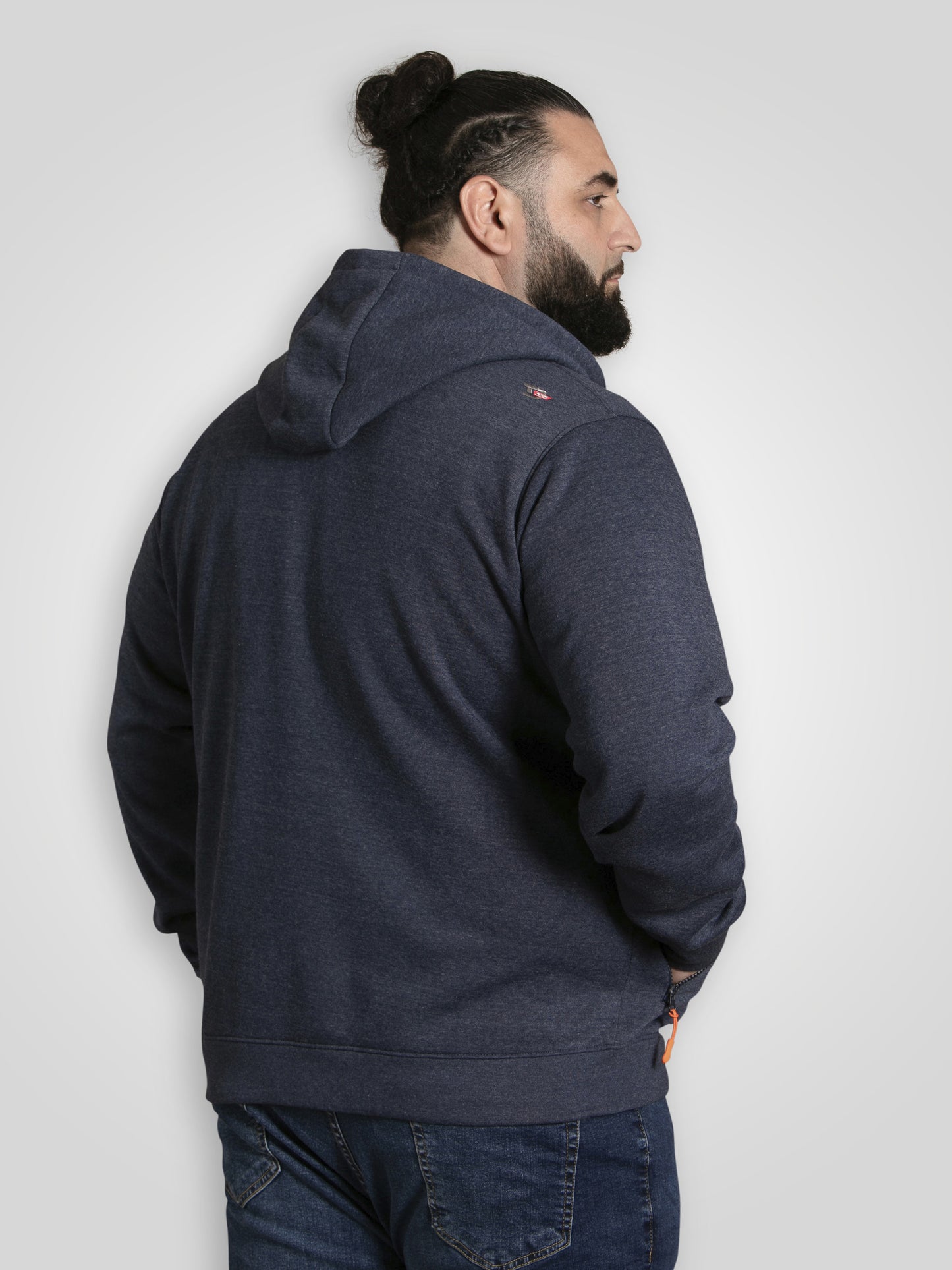 MANSFIELD -D555 Navy Blue Marl Full Zip Hoody In Marl Sweater Fleece