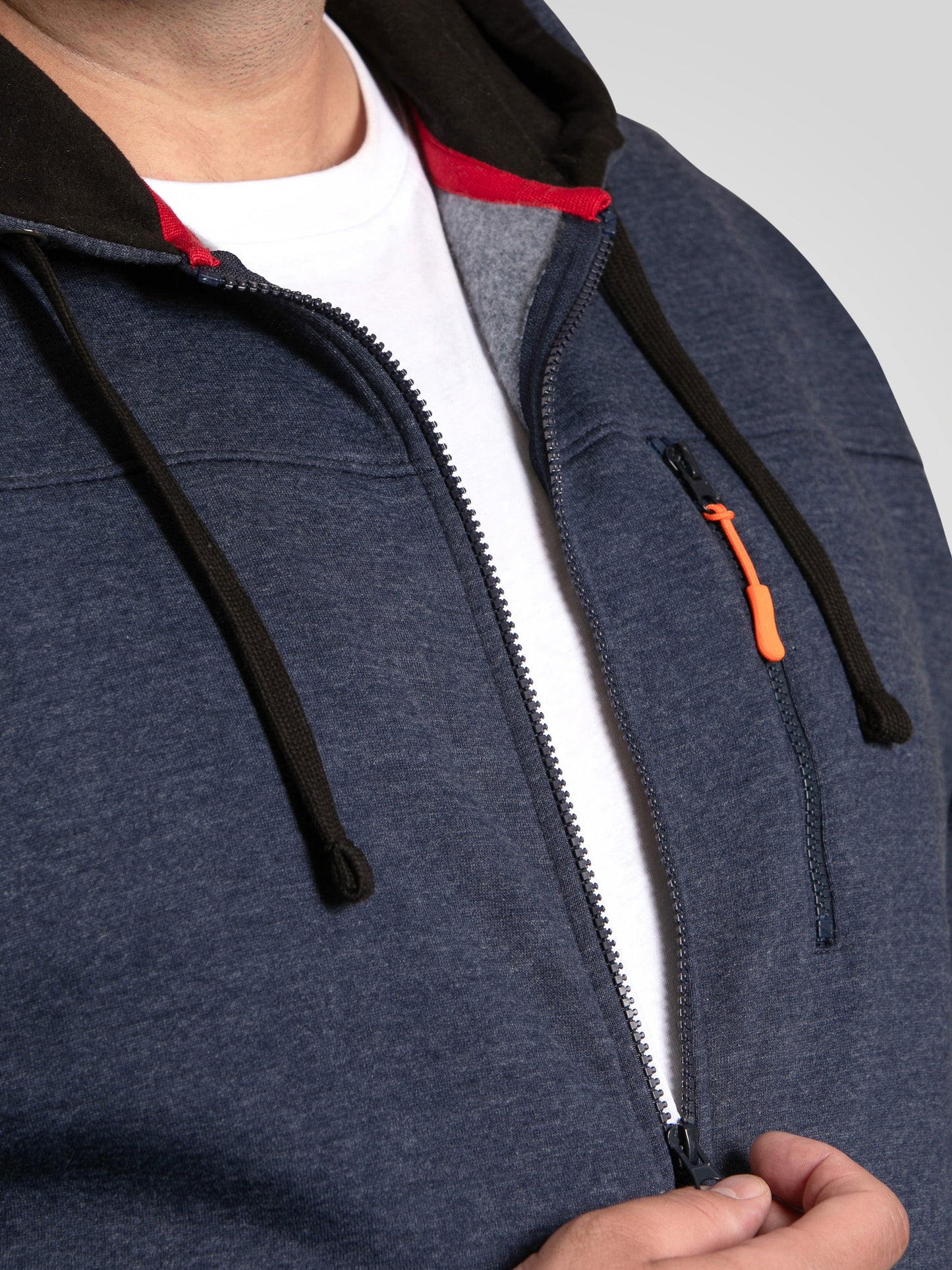 MANSFIELD -D555 Navy Blue Marl Full Zip Hoody In Marl Sweater Fleece