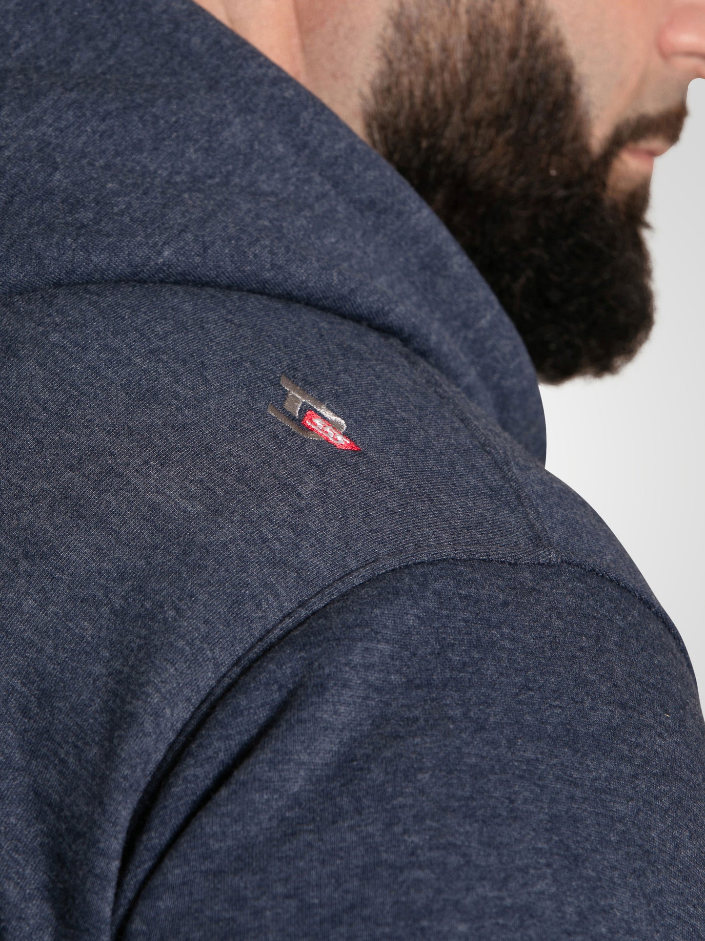 MANSFIELD -D555 Navy Blue Marl Full Zip Hoody In Marl Sweater Fleece