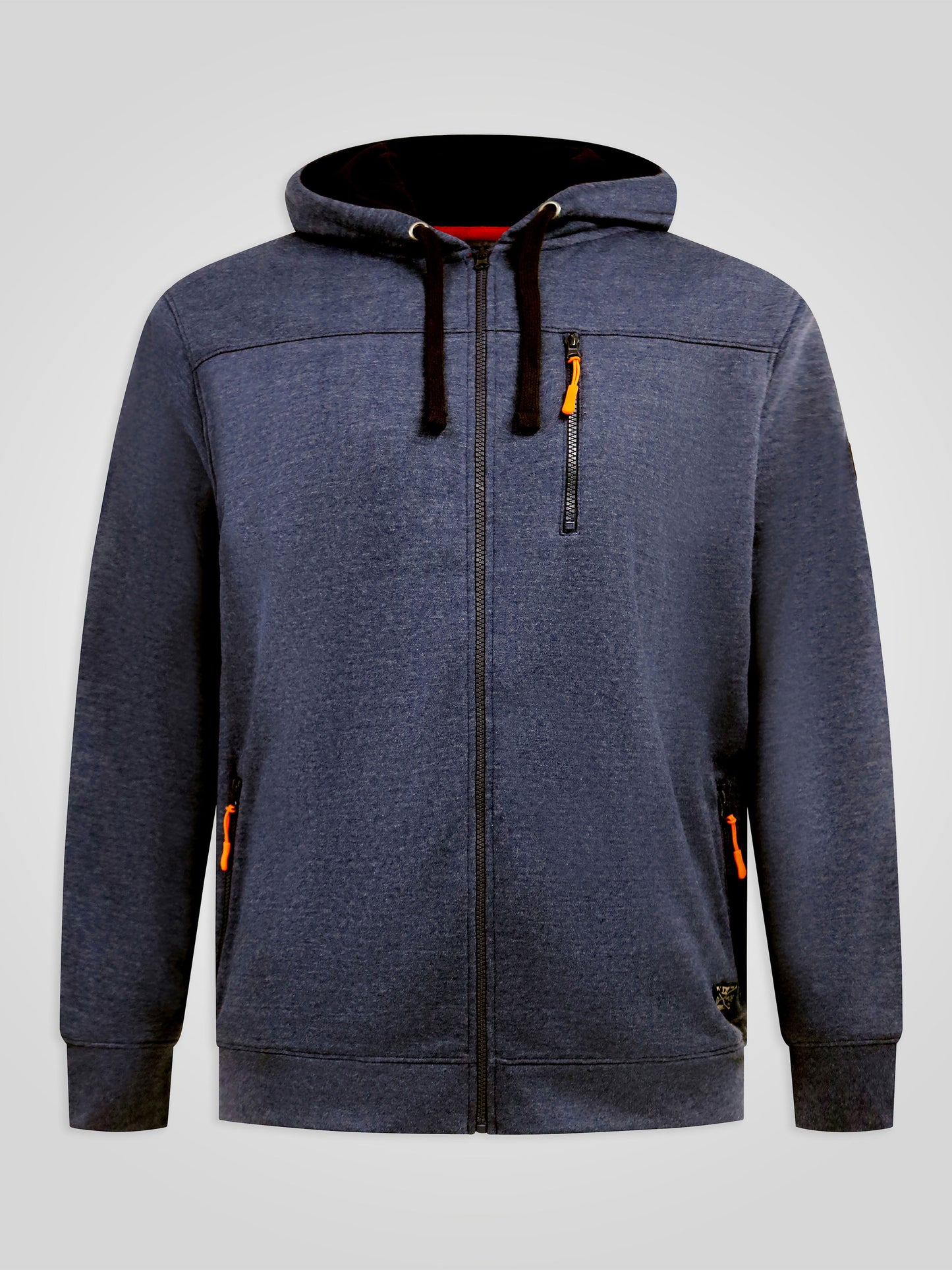 MANSFIELD -D555 Navy Blue Marl Full Zip Hoody In Marl Sweater Fleece
