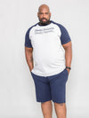 JERVIS 1 -D555 Grey Marl/Navy Blue Raglan T-Shirt and Shorts Loungewear Set