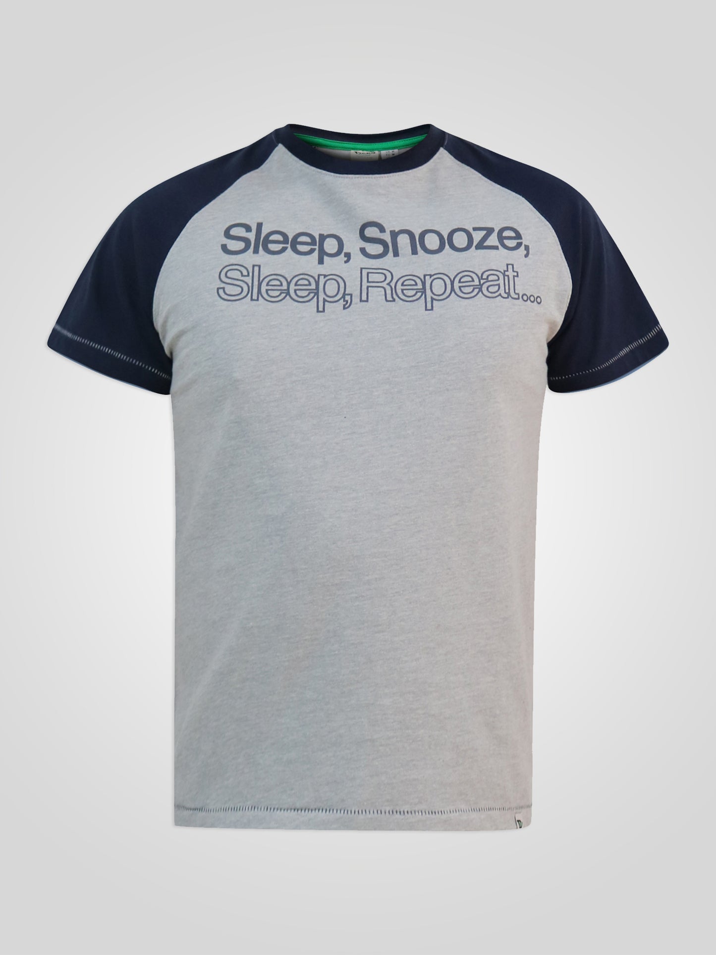JERVIS 1 -D555 Grey Marl/Navy Blue Raglan T-Shirt and Shorts Loungewear Set