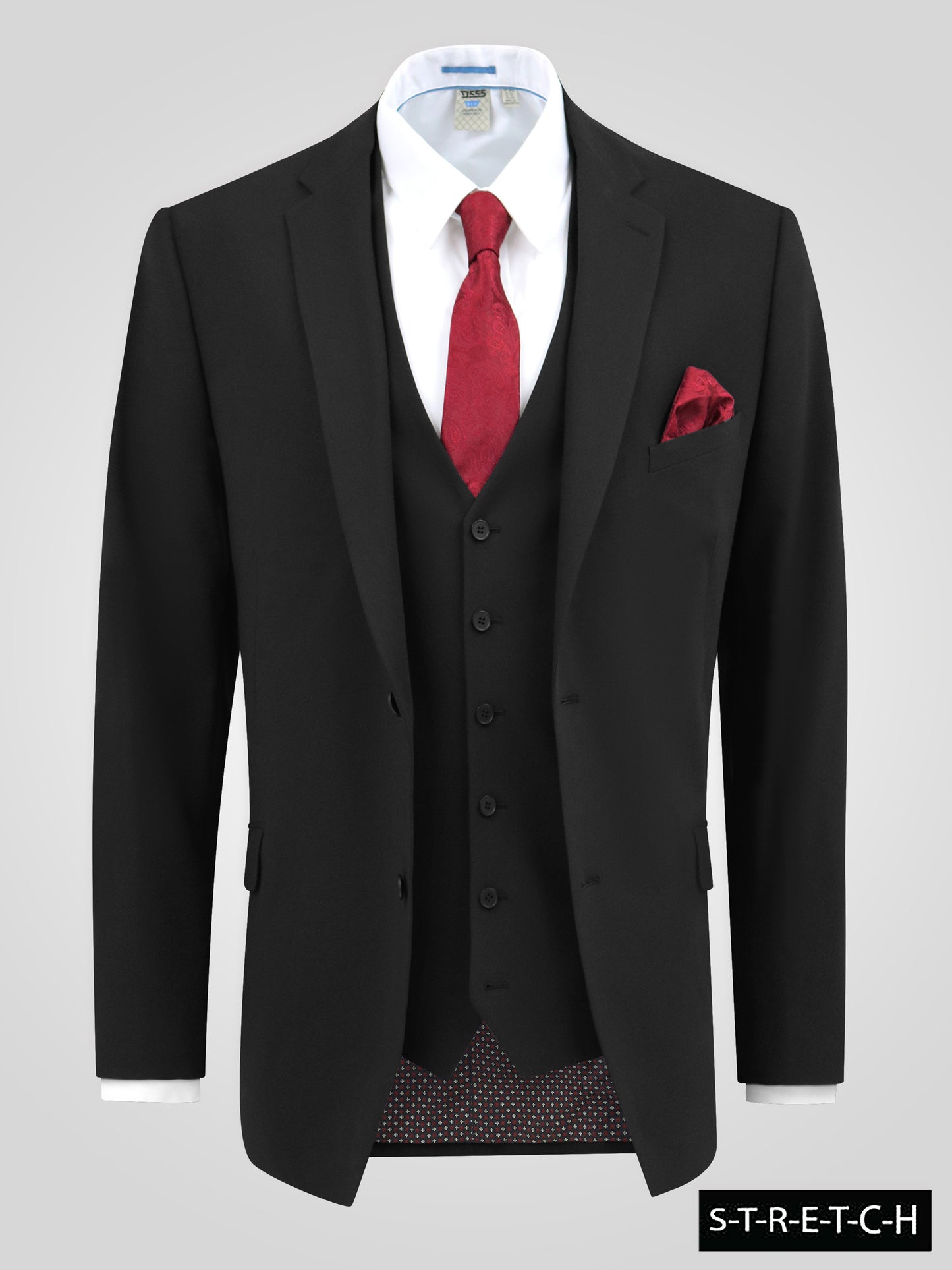 TED -D555 Black 4 Way Stretch Classic Suit Jacket
