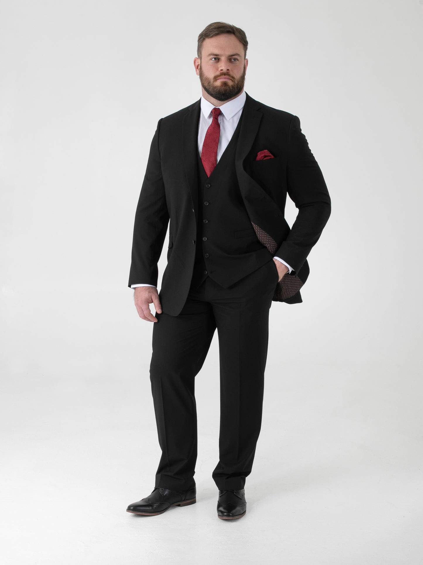 TED -D555 Black 4 Way Stretch Classic Suit Jacket