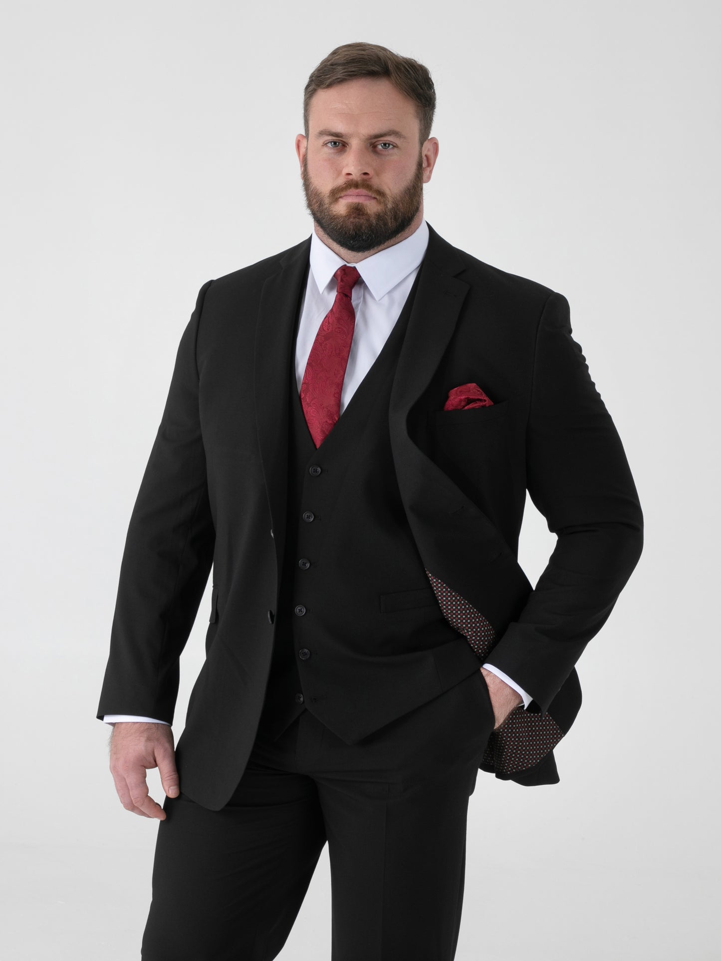 TED -D555 Black 4 Way Stretch Classic Suit Jacket