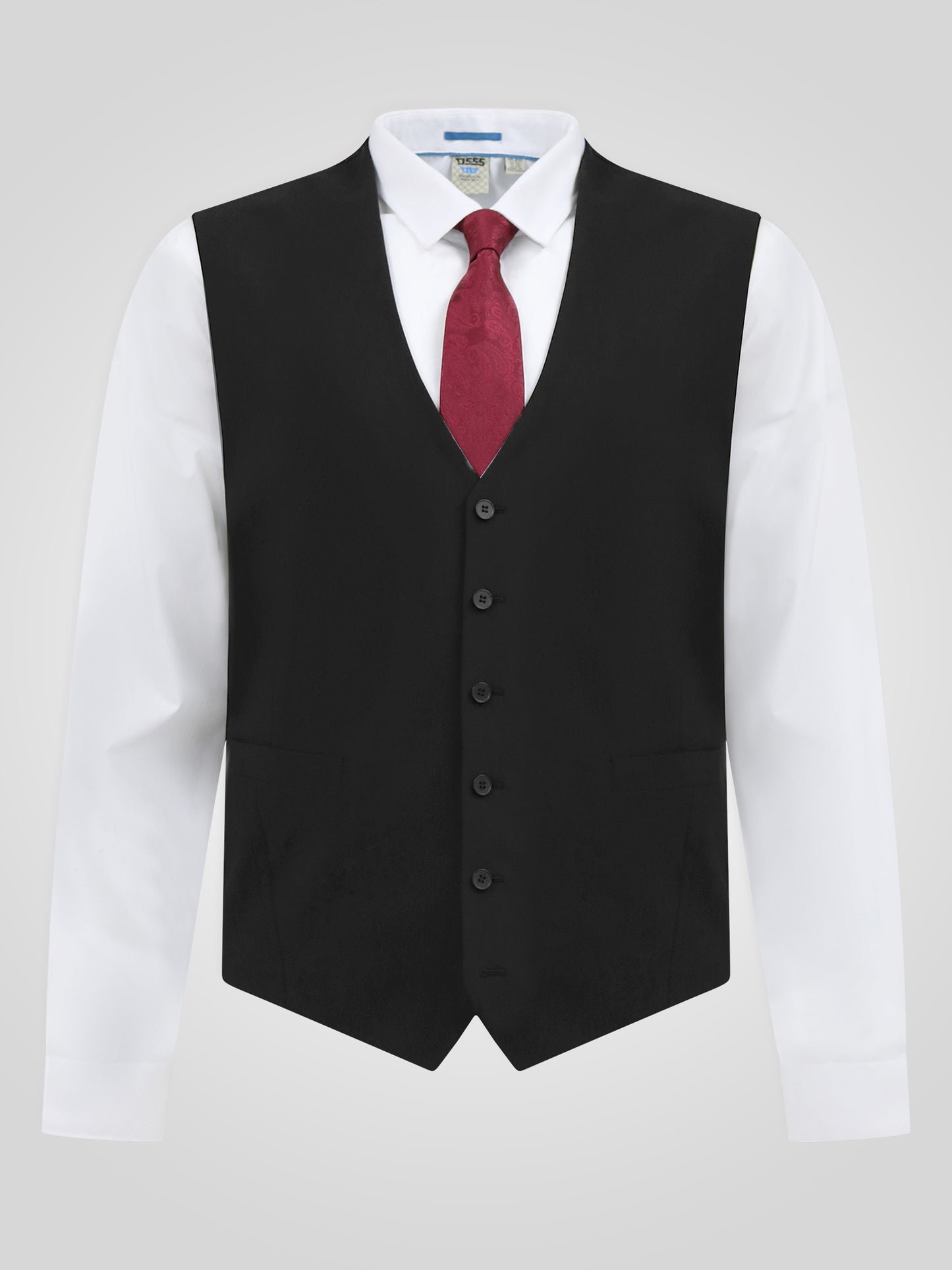 TED -D555 Black 4 Way Stretch Tailored Waistcoat