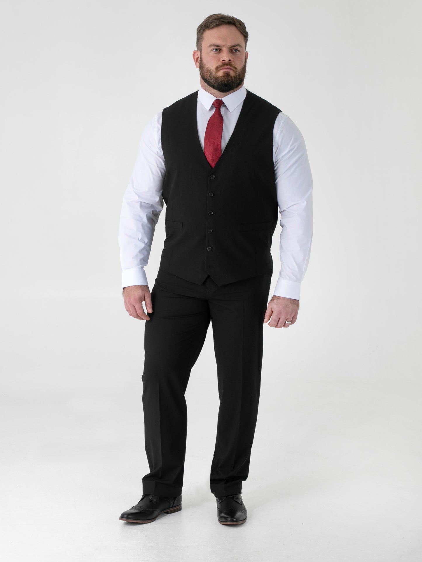 TED -D555 Black 4 Way Stretch Tailored Waistcoat