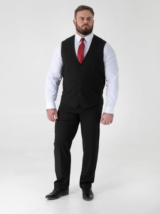 TED -D555 Black 4 Way Stretch Tailored Waistcoat