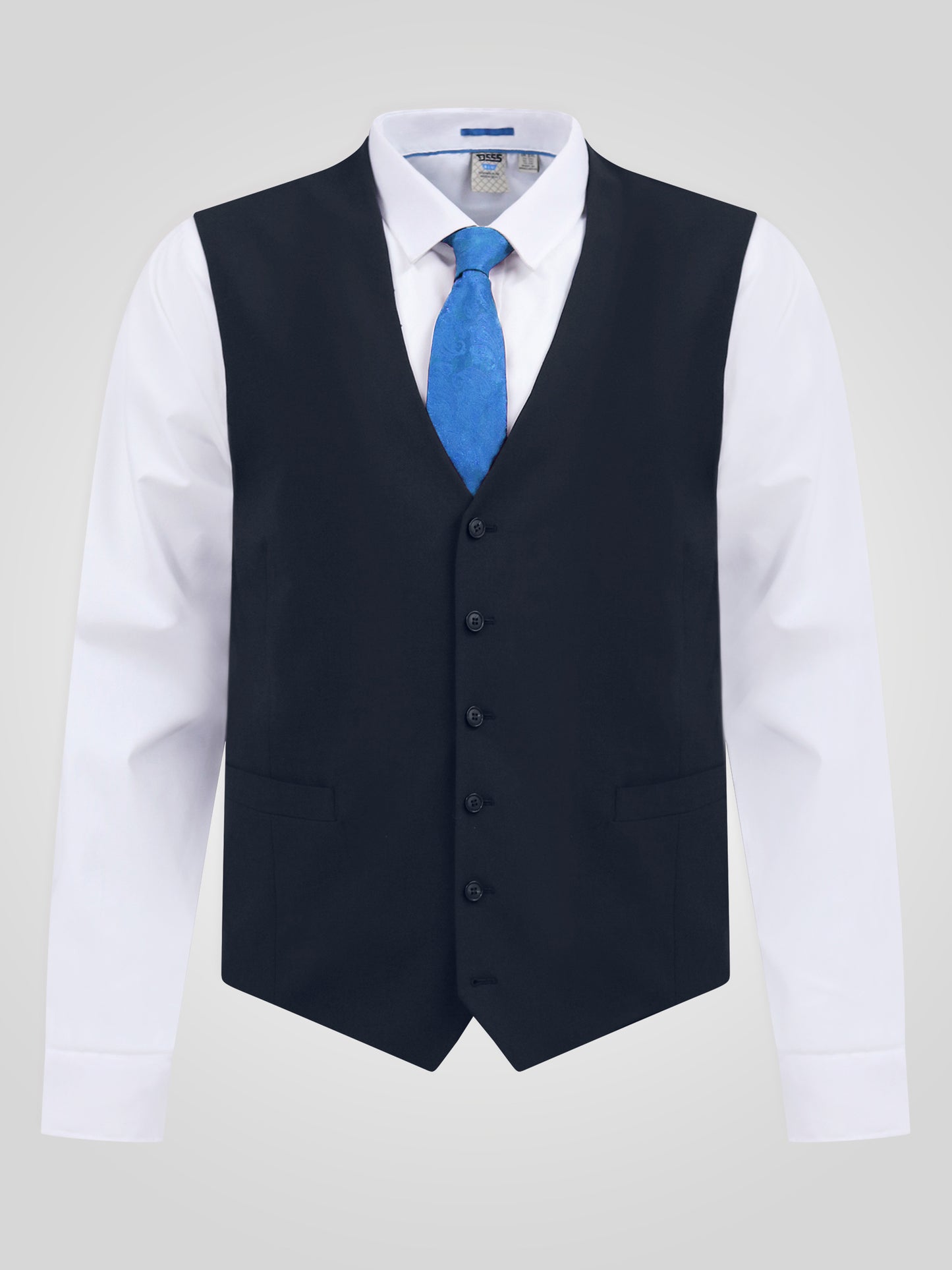 TED -D555 Navy Blue 4 Way Stretch Tailored Waistcoat