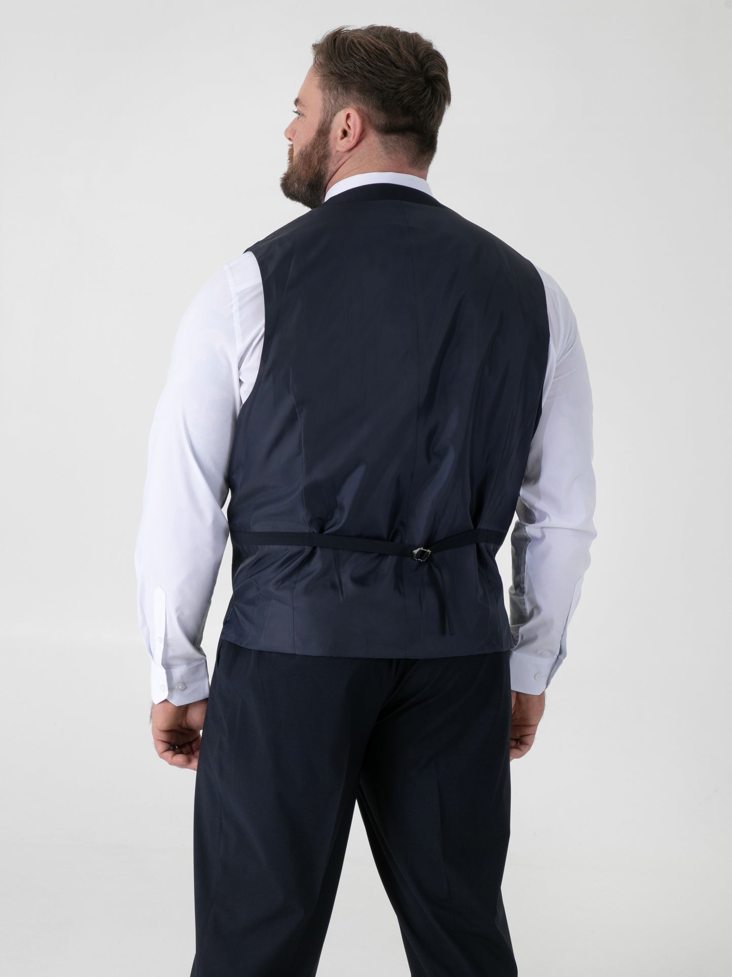 TED -D555 Navy Blue 4 Way Stretch Tailored Waistcoat