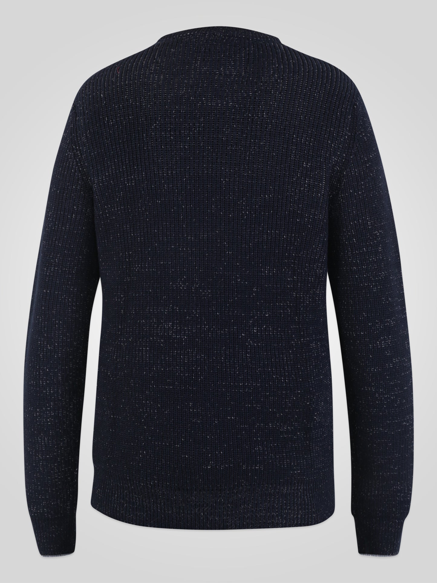 FLOWTON -D555 Navy Blue Twist Ribbed Knit Crew Neck Jumper