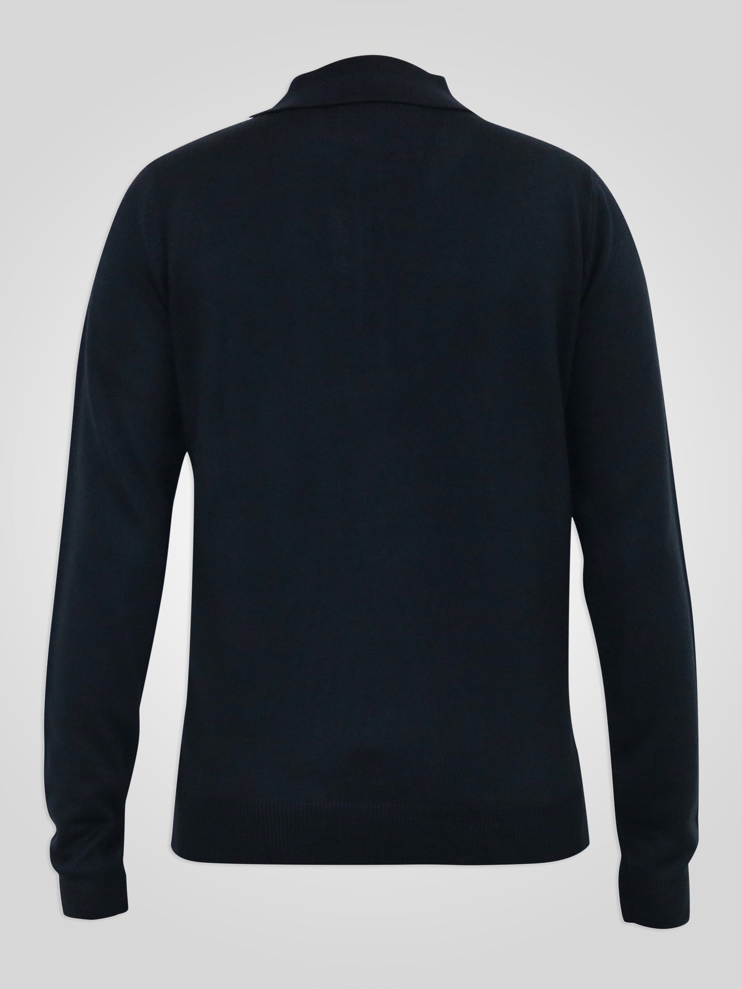 DARLEY -D555 Navy Blue L/S Knitted Polo with Vertical Stripes