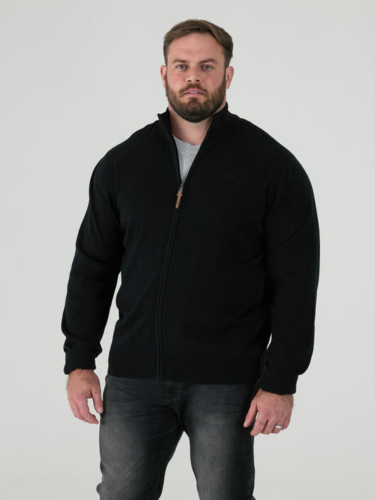 FRANCO 1 -D555 Black Classic Zip Through Knitted Sweater