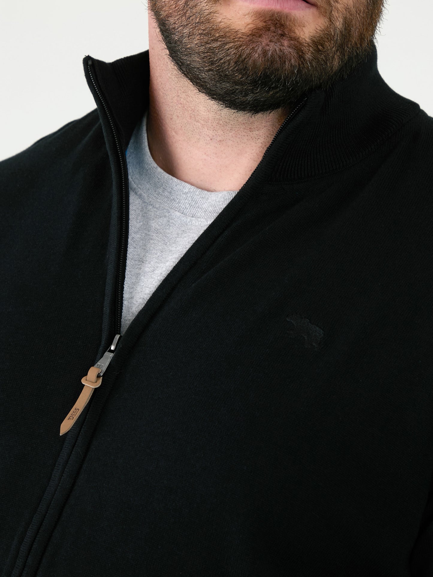 FRANCO 1 -D555 Black Classic Zip Through Knitted Sweater